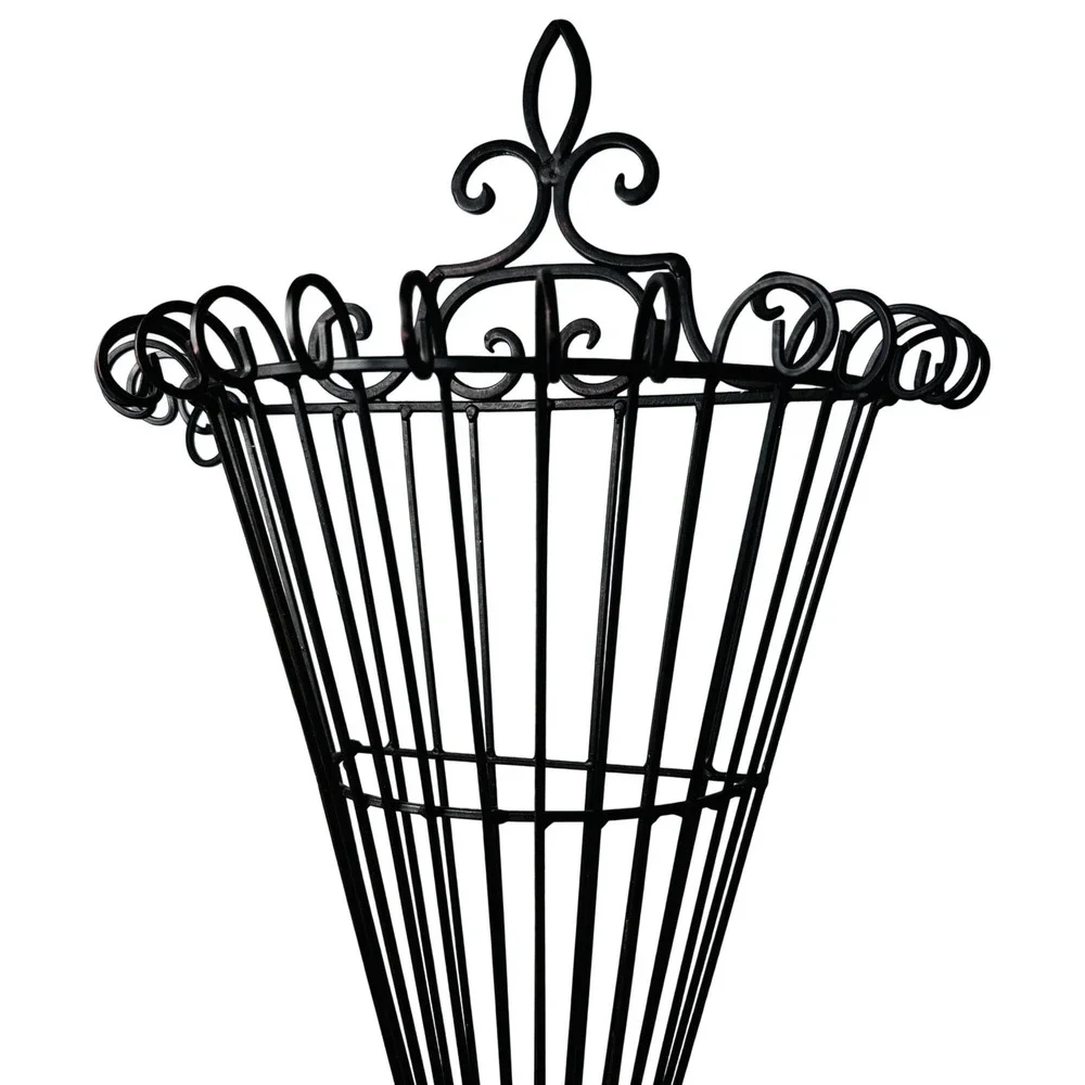 Vtg. Wrought Iron Wall Pocket Basket Fleur De Lis Rustic Farmhouse Planter Large